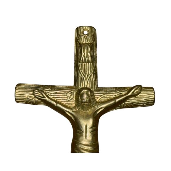 Jesus Crucifix Religious Christian Ornate Brass Wall Cross Decor Resurrection 11 - Picture 4 of 8